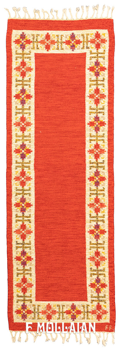 Scandinavian Rug Flat-weave Runner Red/Rust Color n°:360699